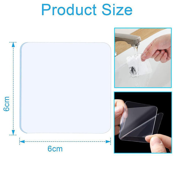 Nano Double Sided Tape Clear Adhesive Traceless Gel Pad 6X6cm Reusable Anti Slip 10 Pcs Adhesive Tapes