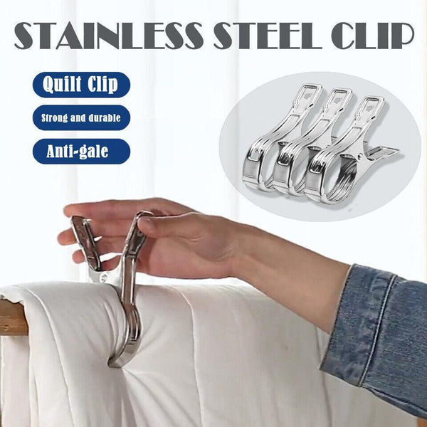 Large Stainless Steel Clothes Pegs Hanging Clip Laundry Windproof Clamp 12Cm *12 Pcs Pegs & Peg Bags