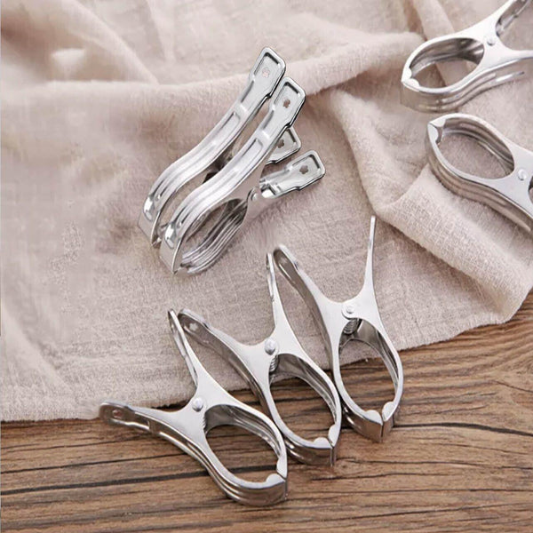 Large Stainless Steel Clothes Pegs Hanging Clip Laundry Windproof Clamp 12Cm *12 Pcs Pegs & Peg Bags