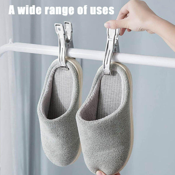 Large Stainless Steel Clothes Pegs Hanging Clip Laundry Windproof Clamp 12Cm *12 Pcs Pegs & Peg Bags