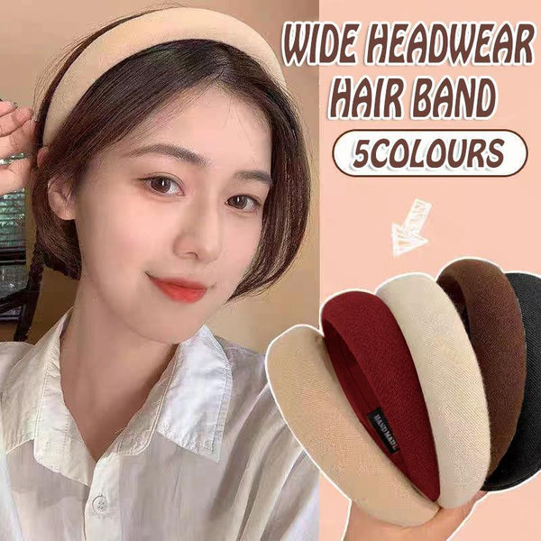Women Thick Padded Wide Headband Sponge Hairband Wedding Party Plain White Headbands