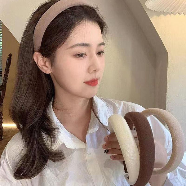 Women Thick Padded Wide Headband Sponge Hairband Wedding Party Plain White Headbands