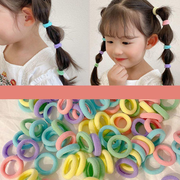 100Pcs Colorful Elastic Hair Ties For Girl Ponytails High Stretch Bands Set Red Hair Accessories