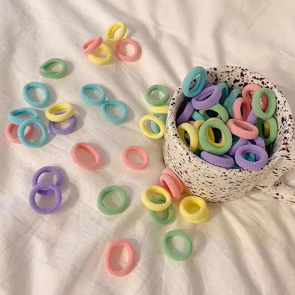100Pcs Colorful Elastic Hair Ties For Girl Ponytails High Stretch Bands Set Red Hair Accessories