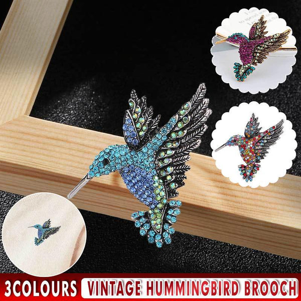 Fashion Hummingbird Brooch Pink Diamond Silver Gift Retro Style Colourful Brooches