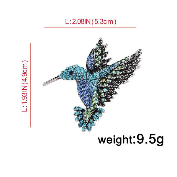 Fashion Hummingbird Brooch Pink Diamond Silver Gift Retro Style Colourful Brooches