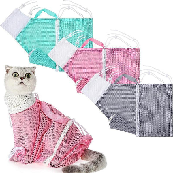 Cat Supplies Washing Bags For Pet Bathing Nail Trimm Mesh Grooming Grey Pet Grooming
