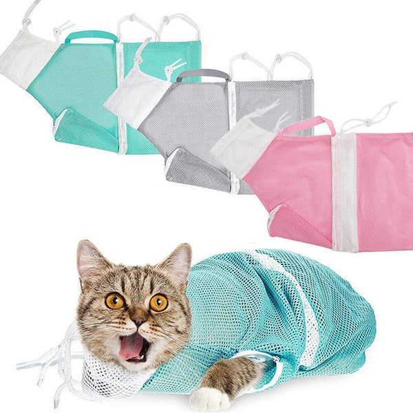 Cat Supplies Washing Bags For Pet Bathing Nail Trimm Mesh Grooming Grey Pet Grooming