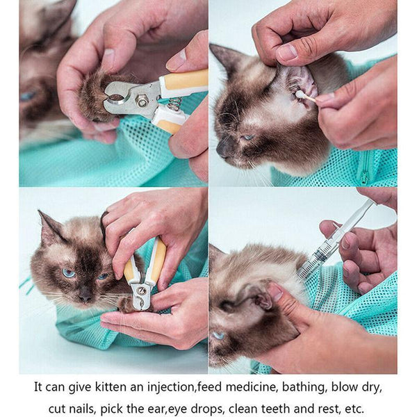 Cat Supplies Washing Bags For Pet Bathing Nail Trimm Mesh Grooming Grey Pet Grooming