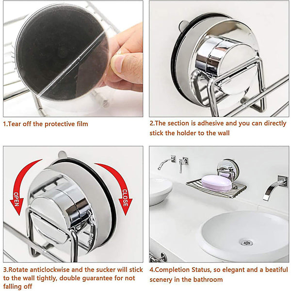 Shower Bar Holder Suction Basket Wall Mounted Stainless Steel Bathroom Soap Dish Double Layer Soap Dishes & Dispensers