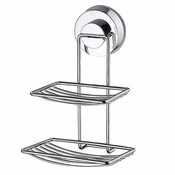 Shower Bar Holder Suction Basket Wall Mounted Stainless Steel Bathroom Soap Dish Double Layer Soap Dishes & Dispensers