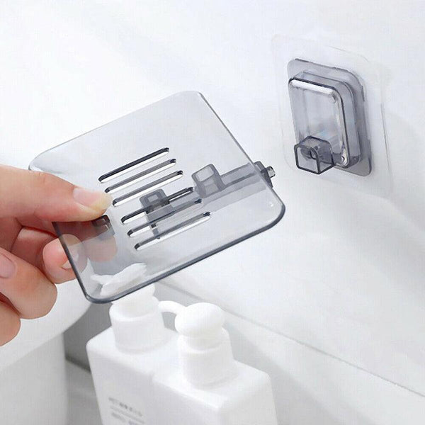 Bathroom Waterfall Tray Holder Soaps Plate Suction Case Containers Dish Storage Black Soap Dishes & Dispensers