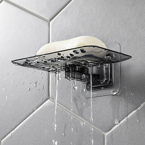 Bathroom Waterfall Tray Holder Soaps Plate Suction Case Containers Dish Storage Black Soap Dishes & Dispensers