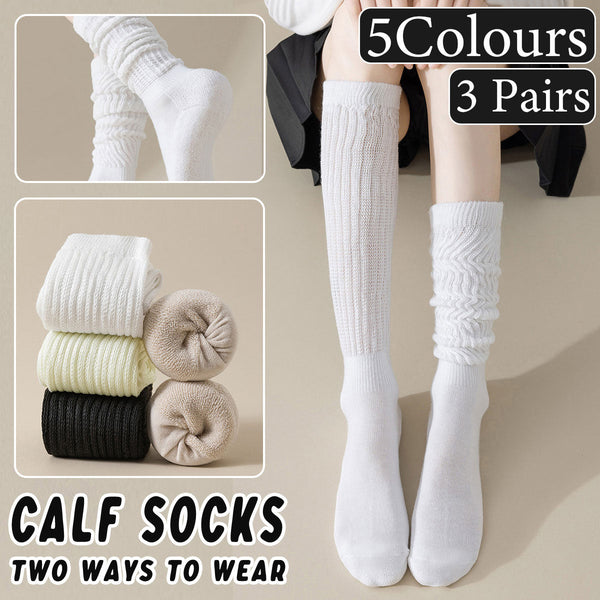 3Pairs Warm Calf Socks Stack Stockings Winter Fall Over Knee High Thick Set Black Womens Socks