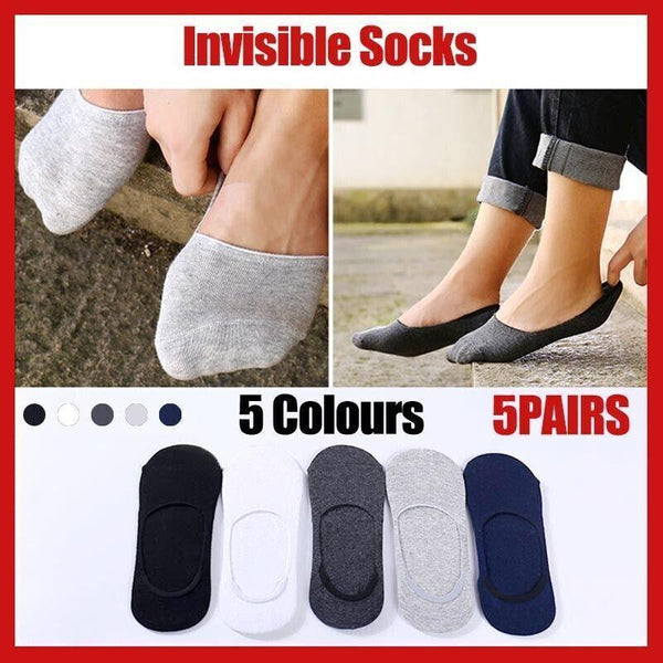 5 Pairs No Show Liner Socks Non Slip Cotton Low Cut Invisible Unisex Footies Dark Grey Womens Socks