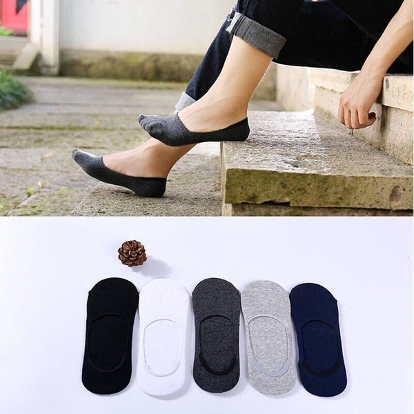 5 Pairs No Show Liner Socks Non Slip Cotton Low Cut Invisible Unisex Footies Dark Grey Womens Socks