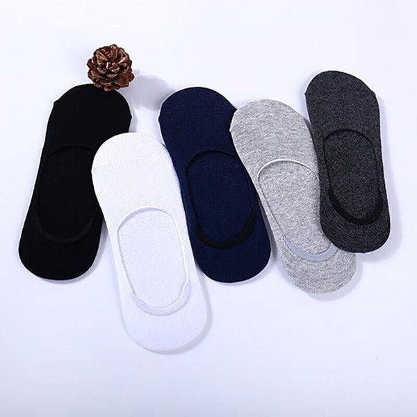 5 Pairs No Show Liner Socks Non Slip Cotton Low Cut Invisible Unisex Footies Dark Grey Womens Socks