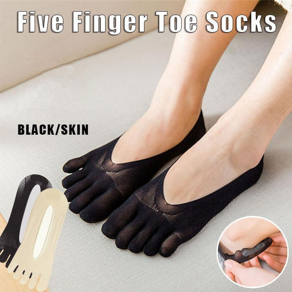 Five Finger Toe Socks Women Invisible Ankle Cut No Show Liner Low Packs Black 6 Pairs Womens Socks