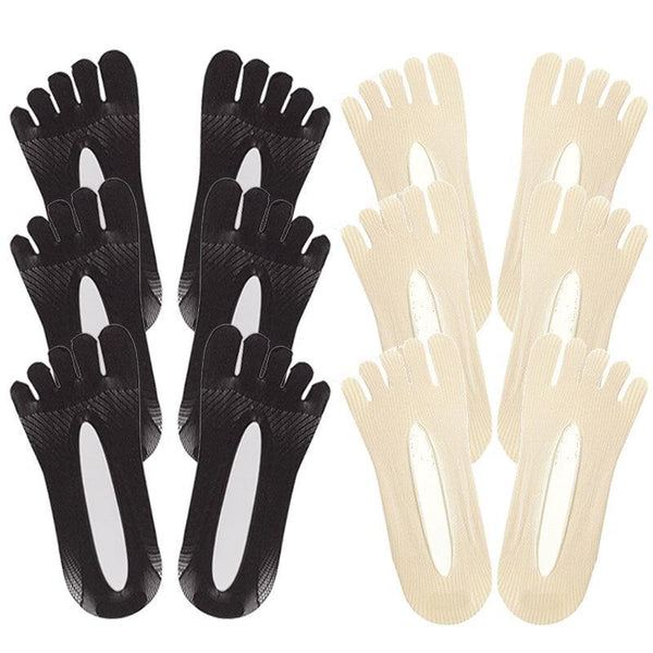 Five Finger Toe Socks Women Invisible Ankle Cut No Show Liner Low Packs Black 6 Pairs Womens Socks