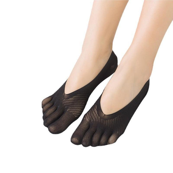 Five Finger Toe Socks Women Invisible Ankle Cut No Show Liner Low Packs Black 6 Pairs Womens Socks