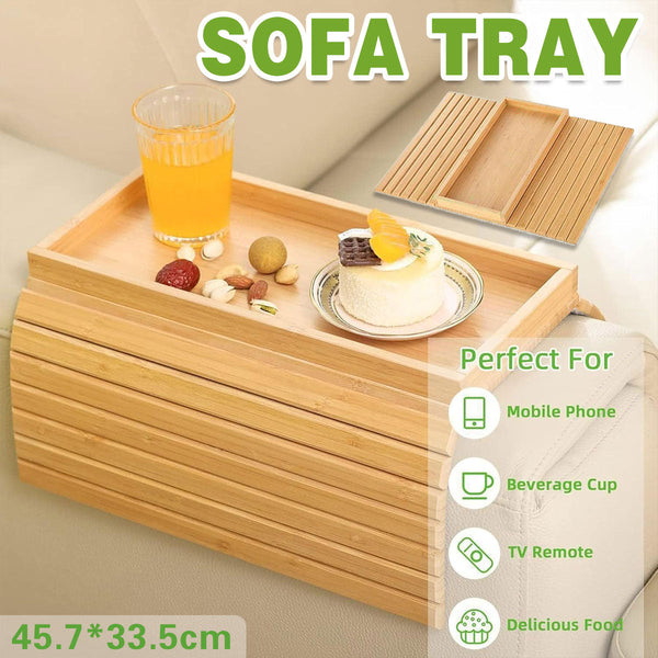 Sofa Armrest Foldable Tray Organizer Dinner Plate Storage Multi Purpose Trays
