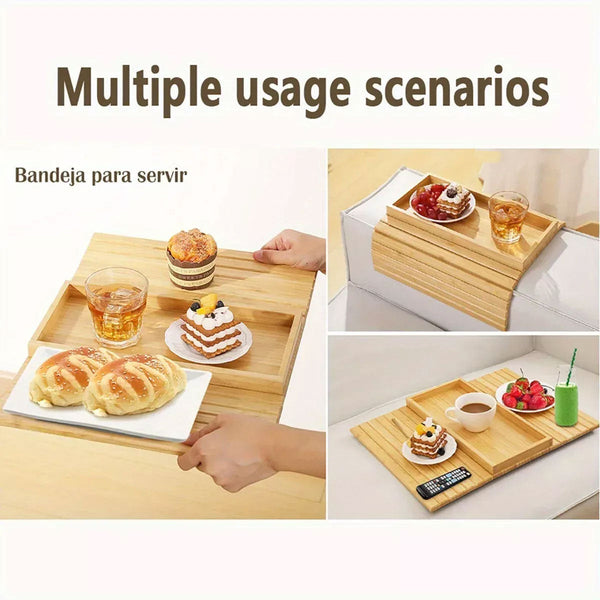 Sofa Armrest Foldable Tray Organizer Dinner Plate Storage Multi Purpose Trays