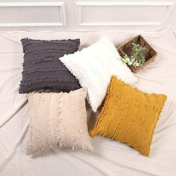 Boho Tassel Fringe Striped Cushion Cover Soft Home Decor Sofa Throw Pillow Case Black Cushion Covers
