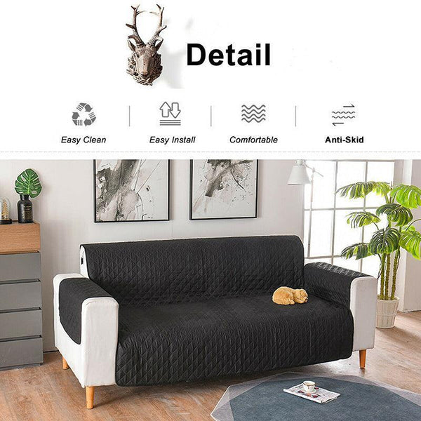 130X195cm Seater Pet Sofa Protector Cover Quilted Couch Covers Lounge Slipcover Black Slipcovers
