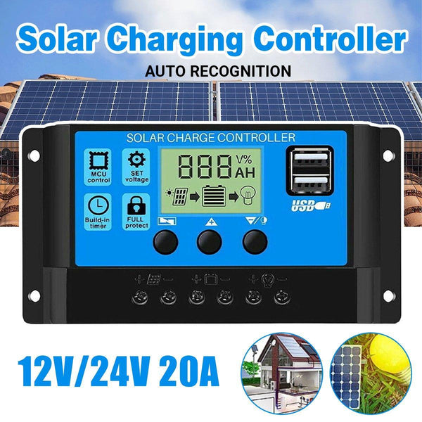 20A Solar Charge Controller 12V 24V Lcd Usb Ports Lead Acid Regulator Solar Power Chargers