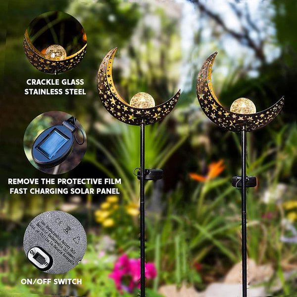 Solar Lights Led Garden Decor Outdoor Path Lawn Lantern Lamp Moon Design Landscape & Walkway Lights