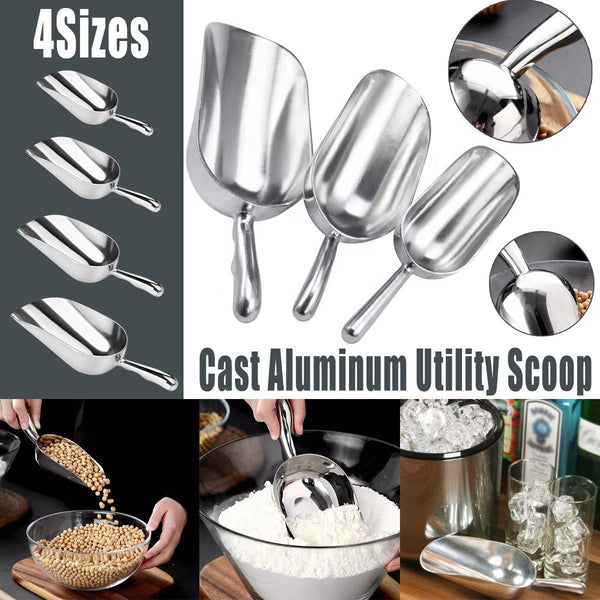 4 Sizes Aluminum Alloy Ice Shovel Flour Rice Scoop Multipurpose Kitchen Tool L Scoops