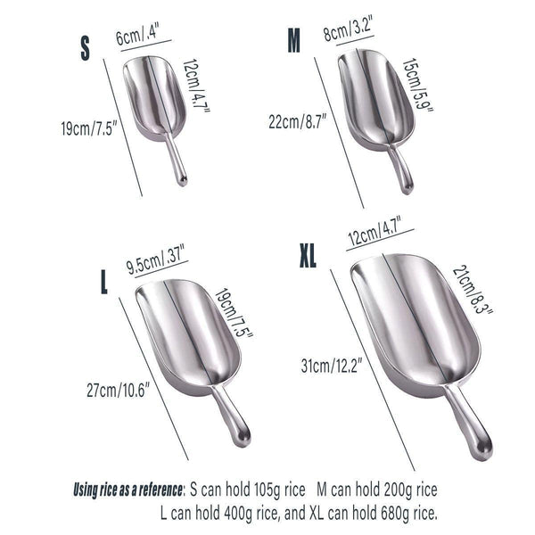 4 Sizes Aluminum Alloy Ice Shovel Flour Rice Scoop Multipurpose Kitchen Tool L Scoops