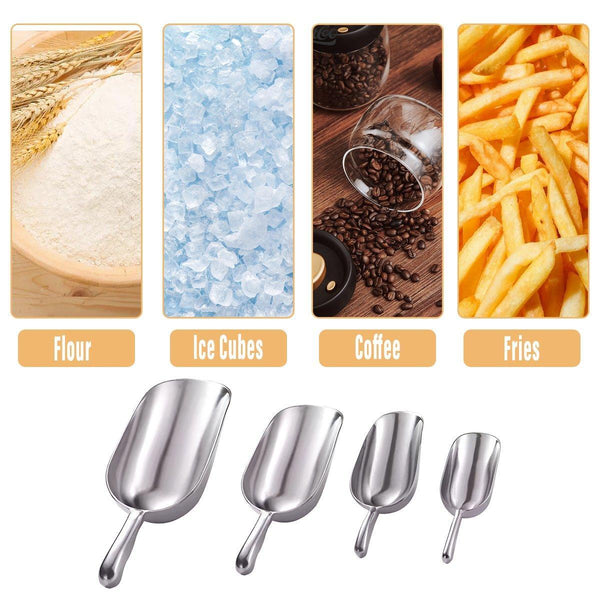 4 Sizes Aluminum Alloy Ice Shovel Flour Rice Scoop Multipurpose Kitchen Tool L Scoops