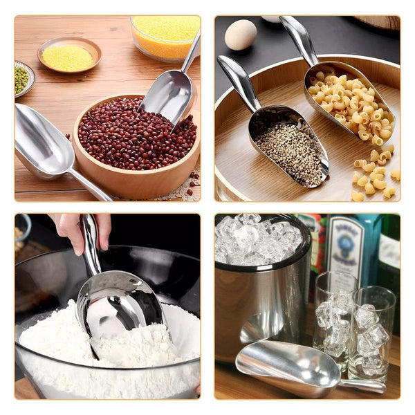 4 Sizes Aluminum Alloy Ice Shovel Flour Rice Scoop Multipurpose Kitchen Tool L Scoops