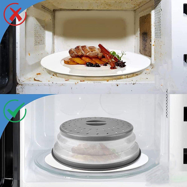 Multifunctional Microwave Oven Food Cover Heat Resistant Folding Splash Guard Grey Microwave Cooking Gadgets