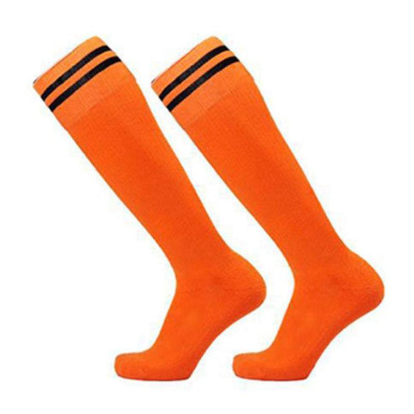 Mens Womens Sports Breathable Tube Long High Knee Warm Casual Footy Soccer Orange Socks