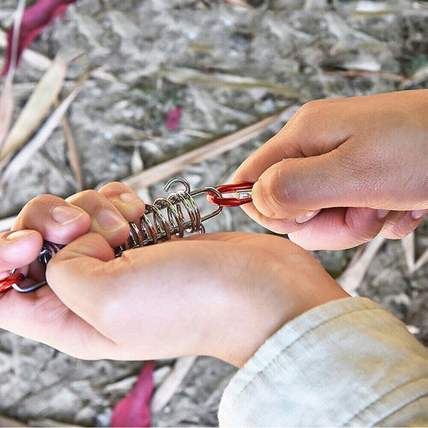 Outdoor Camping Tent Spring Wind Rope Buckle Fix Hook Buckles Silver Red 10Pair Tent & Canopy Accessories