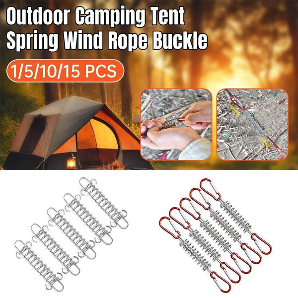 Outdoor Camping Tent Spring Wind Rope Buckle Fix Hook Buckles Silver Red 1Pair Tents