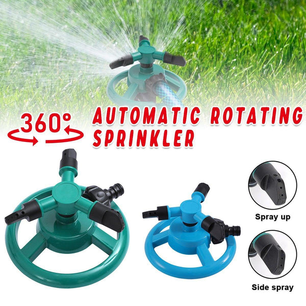 Small Disc Sprinkler 360 Degree Rotating Garden Sprayer Three Prong Water Blue Garden Sprayers