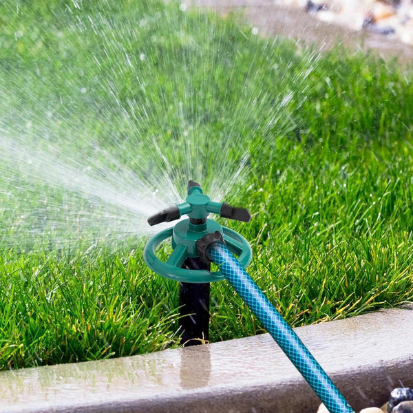 Small Disc Sprinkler 360 Degree Rotating Garden Sprayer Three Prong Water Blue Garden Sprayers