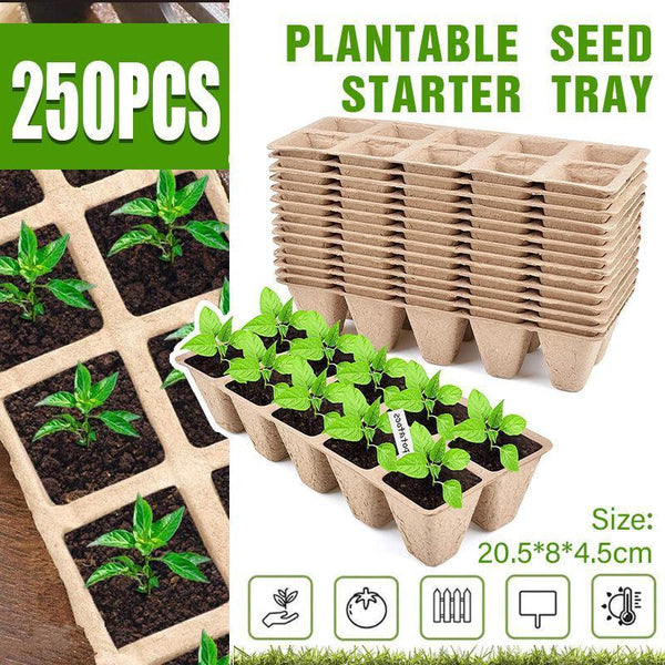 250X 10Grids Nursery Pots Biodegradable Paper Pulp Cup Garden Plant Tray Baskets Pots Window Boxes