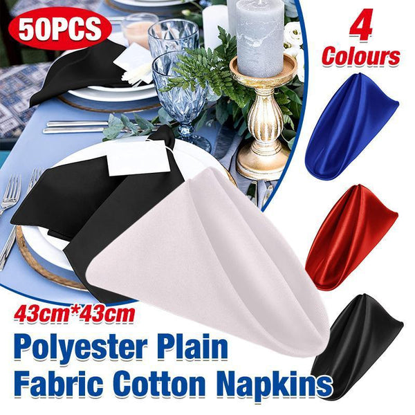 50Pcs Polyester Plain Fabric Cotton For Wedding Cloth Table Dinner Black Napkins
