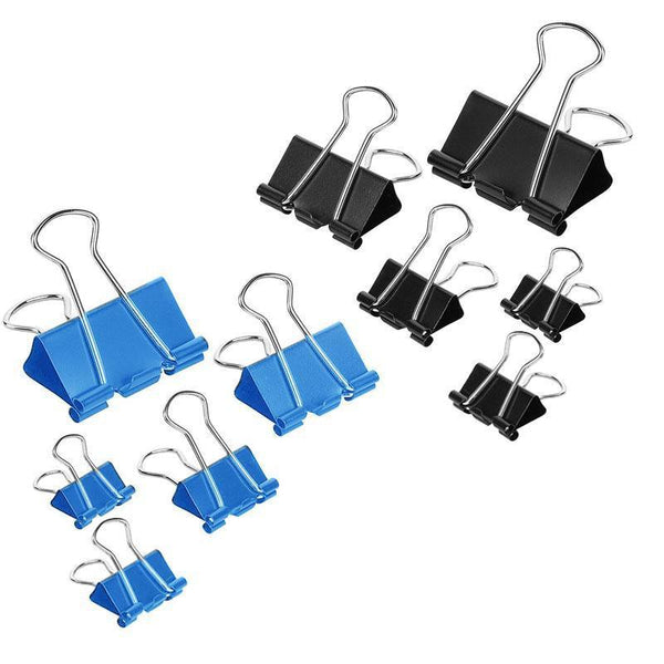 20Pcs Black Bulldog Foldback Clips Document Paper Clamps Multiple Sizes 51Mm School Supplies