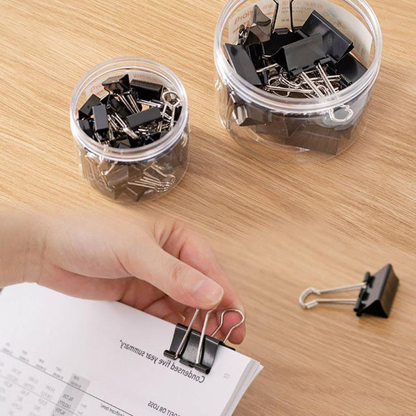 20Pcs Black Bulldog Foldback Clips Document Paper Clamps Multiple Sizes 51Mm School Supplies