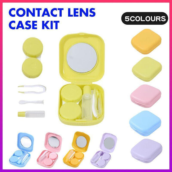 Pocket Plastic Mini Contact Lens Case Kit Outdoor Travel Holder Mirror Container Green Eyeglass Cases & Storage