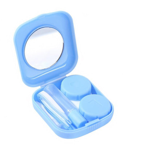 Pocket Plastic Mini Contact Lens Case Kit Outdoor Travel Holder Mirror Container Green Eyeglass Cases & Storage