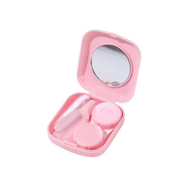 Pocket Plastic Mini Contact Lens Case Kit Outdoor Travel Holder Mirror Container Green Eyeglass Cases & Storage