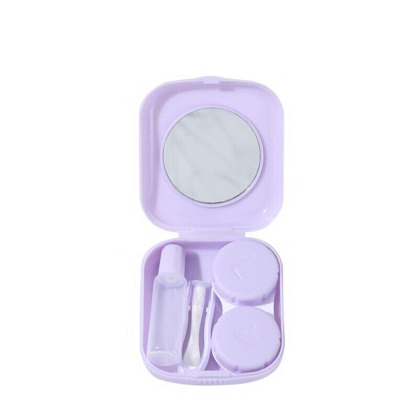 Pocket Plastic Mini Contact Lens Case Kit Outdoor Travel Holder Mirror Container Green Eyeglass Cases & Storage