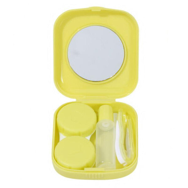 Pocket Plastic Mini Contact Lens Case Kit Outdoor Travel Holder Mirror Container Green Eyeglass Cases & Storage