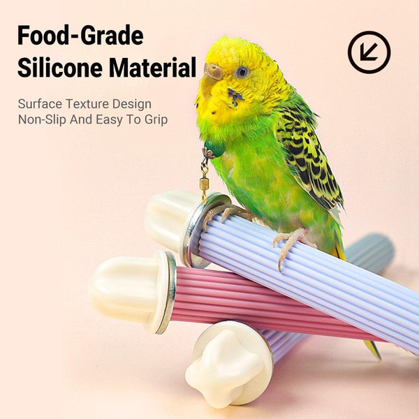 Non Slip Silicone Parrot Perch Stand Stick Grinding Claw Bird Cage Accessories Pink Grey Bird Cages
